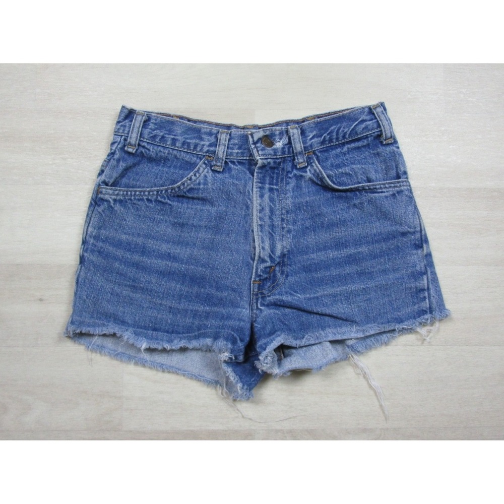Vintage 80s Levi's Cutoff Denim Jean Shorts (26" Waist) Raw Hem Orange Tab USA